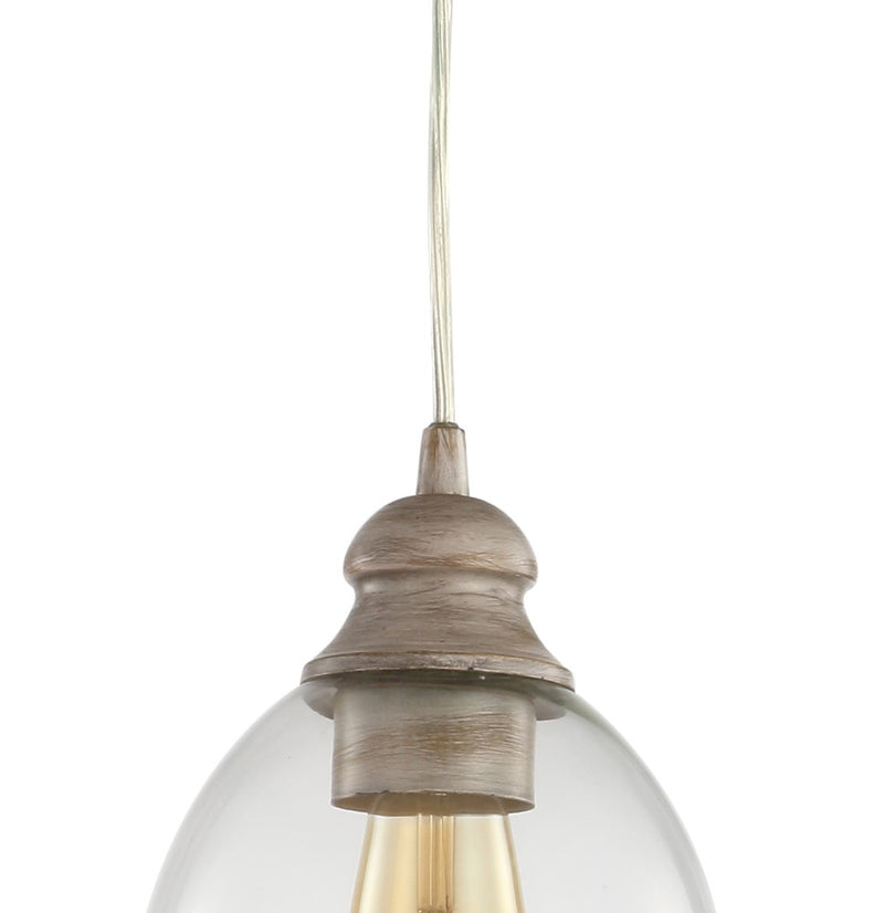 Fontaine 6.25" Adjustable Greige Glass LED Pendant - JONATHAN Y
