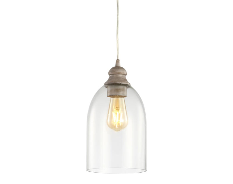 Fontaine 6.25" Adjustable Greige Glass LED Pendant - JONATHAN Y