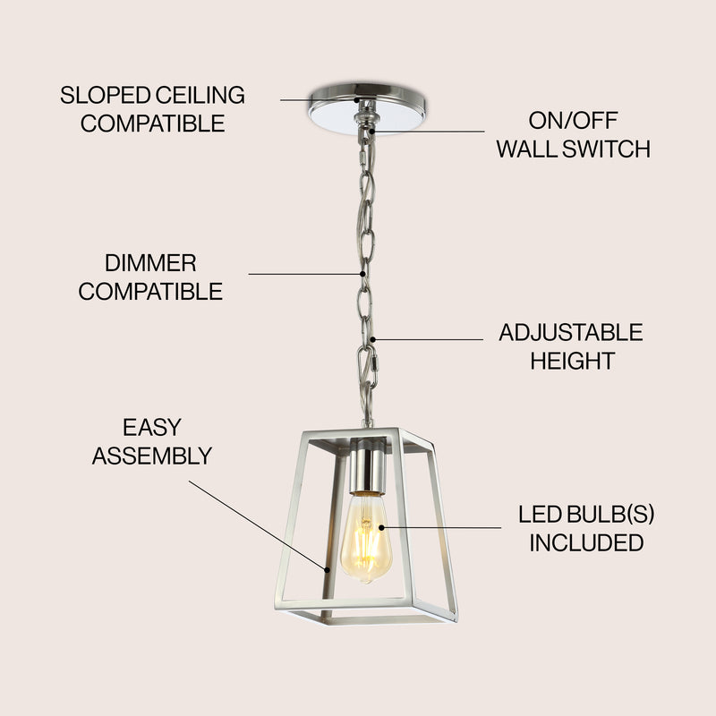 Ira 6.25" Adjustable Drop Metal LED Pendant - JONATHAN Y