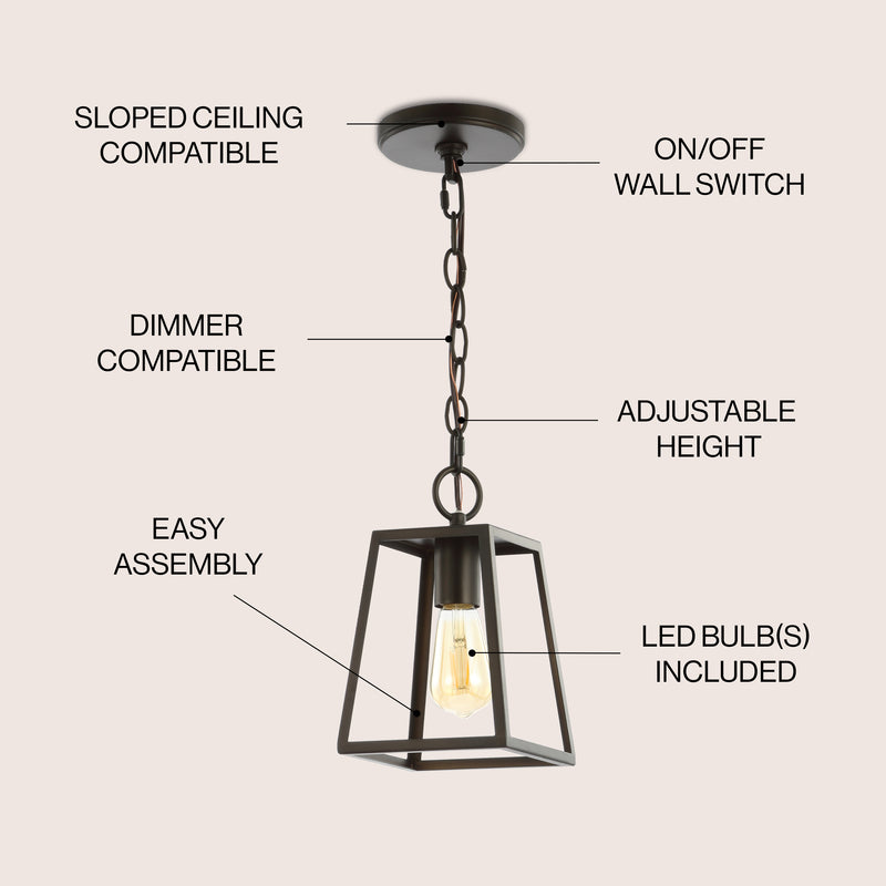 Ira 6.25" Adjustable Drop Metal LED Pendant - JONATHAN Y