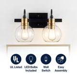 Marais Iron/Glass Rustic Vintage LED Vanity Light