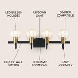 Marais Iron/Glass Rustic Vintage LED Vanity Light