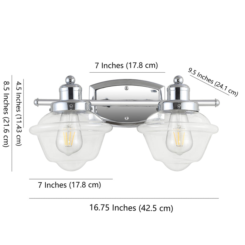 Orleans Iron/Glass schoolhouse LED Vanity Light - JONATHAN Y
