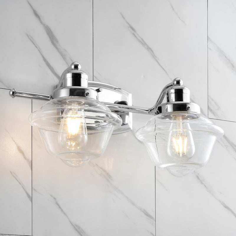 Orleans Iron/Glass schoolhouse LED Vanity Light - JONATHAN Y