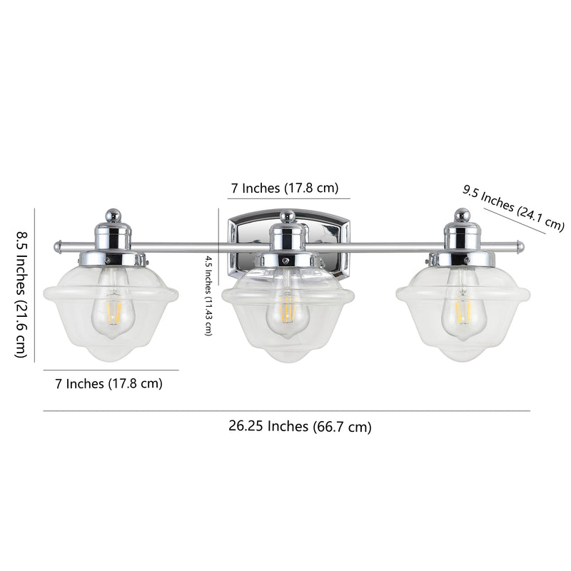 Orleans Iron/Glass schoolhouse LED Vanity Light - JONATHAN Y