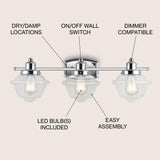 Orleans Iron/Glass schoolhouse LED Vanity Light