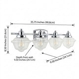 Orleans Iron/Glass schoolhouse LED Vanity Light Chrome / 4 Sockets – DIM