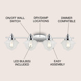 Orleans Iron/Glass schoolhouse LED Vanity Light