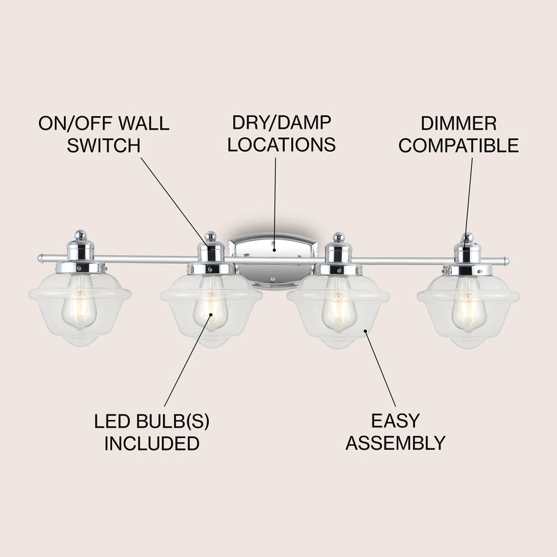 Orleans Iron/Glass schoolhouse LED Vanity Light