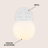Louis Parisian Globe Metal/Frosted Glass Modern Contemporary LED Vanity