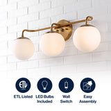 Louis Parisian Globe Metal/Frosted Glass Modern Contemporary LED Vanity