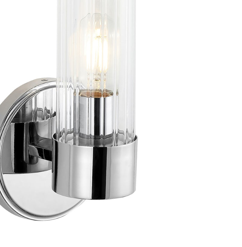 Cecil Tall Cylinder Iron/Striped Glass Modern Mid-Century LED Vanity - JONATHAN Y