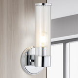 Cecil Tall Cylinder Iron/Striped Glass Modern Mid-Century LED Vanity - JONATHAN Y