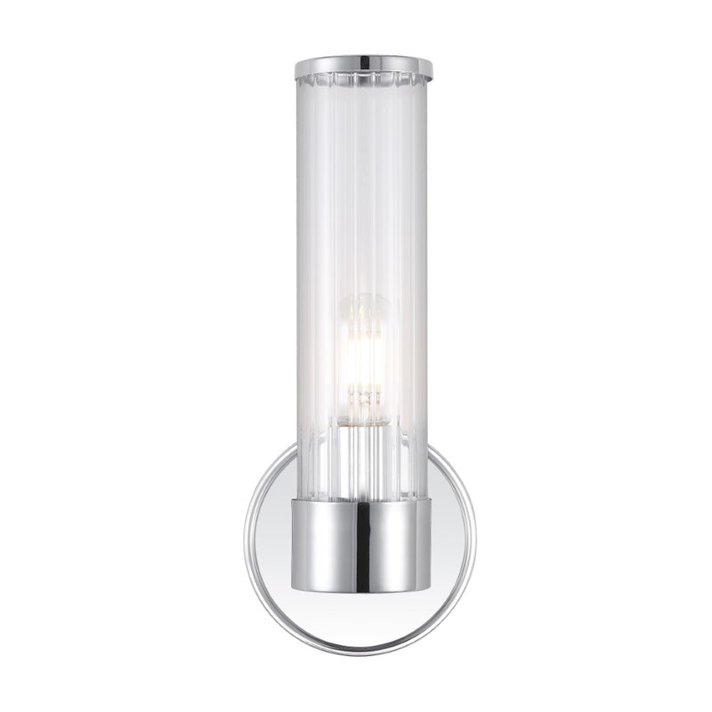 Cecil Tall Cylinder Iron/Striped Glass Modern Mid-Century LED Vanity - JONATHAN Y