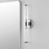 Cecil Tall Cylinder Iron/Striped Glass Modern Mid-Century LED Vanity - JONATHAN Y