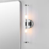 Cecil Tall Cylinder Iron/Striped Glass Modern Mid-Century LED Vanity - JONATHAN Y