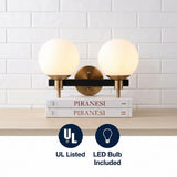 Modernist Globe Metal/Frosted Glass Modern Contemporary LED Vanity Brass Gold/Black / 2 Sockets – ICONS