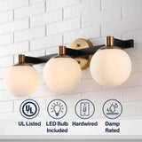 Modernist Globe Metal/Frosted Glass Modern Contemporary LED Vanity Brass Gold/Black / 3 Sockets – ICONS