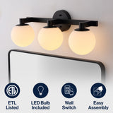 Modernist Globe Metal/Frosted Glass Modern Contemporary LED Vanity