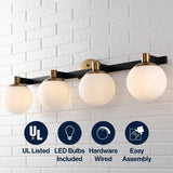 Modernist Globe Metal/Frosted Glass Modern Contemporary LED Vanity Brass Gold/Black / 4 Sockets – ICONS