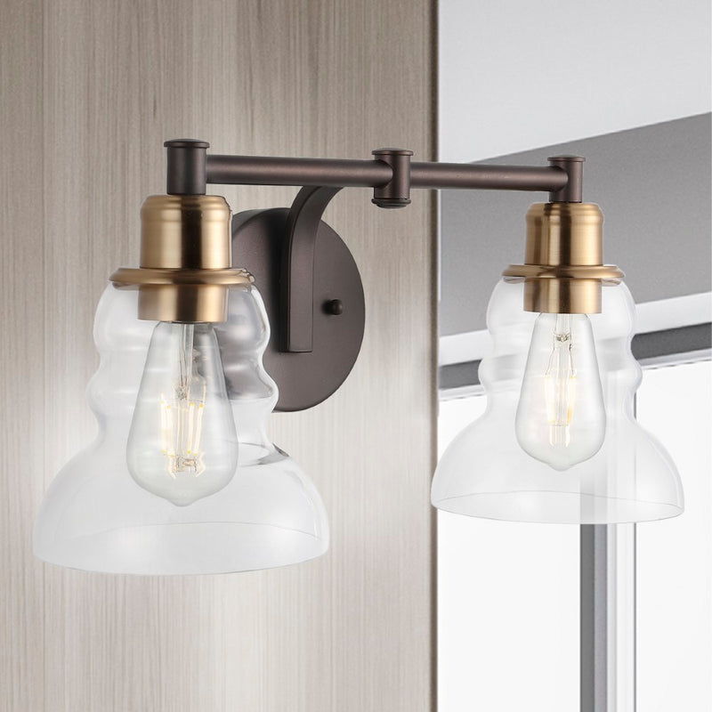 Manhattan Vintage Metal/Glass Industrial Rustic LED Vanity - JONATHAN Y