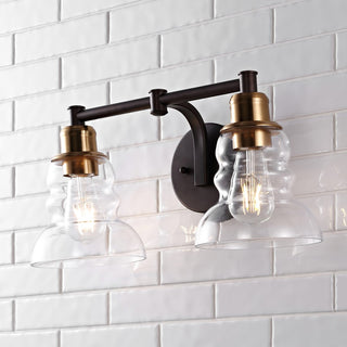 Manhattan Vintage Metal/Glass Industrial Rustic LED Vanity - JONATHAN Y