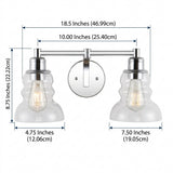 Manhattan Vintage Metal/Glass Industrial Rustic LED Vanity Chrome / 2 Light – DIM