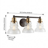 Manhattan Vintage Metal/Glass Industrial Rustic LED Vanity Brass Gold/Oil Rubbed Bronze / 3 Light – DIM