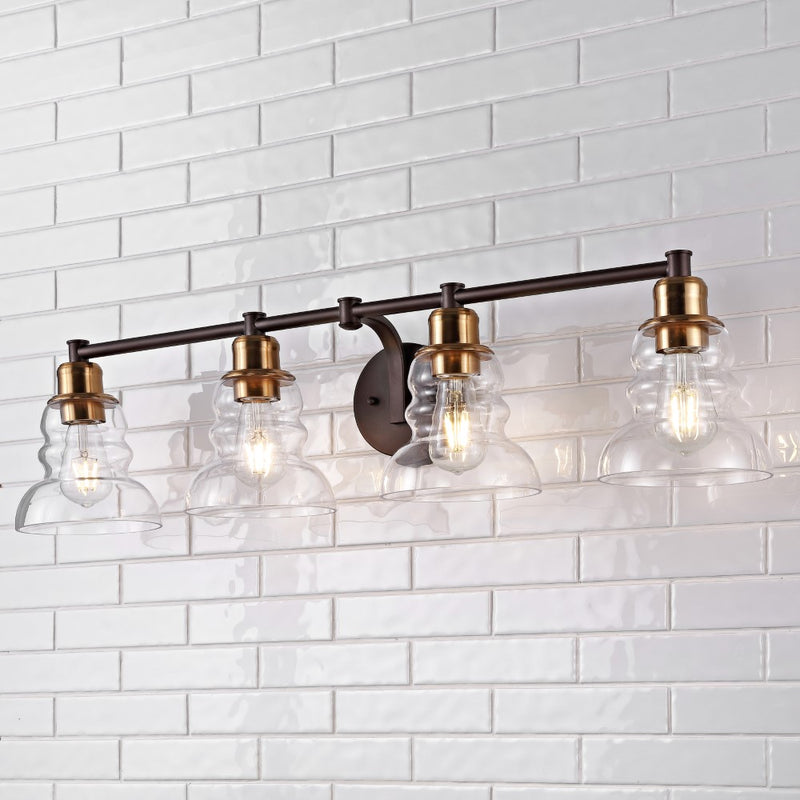 Manhattan Vintage Metal/Glass Industrial Rustic LED Vanity