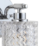 Spaulding Vintage Iron/Chevron Pattern Glass Farmhouse Cottage LED Vanity Light - JONATHAN Y
