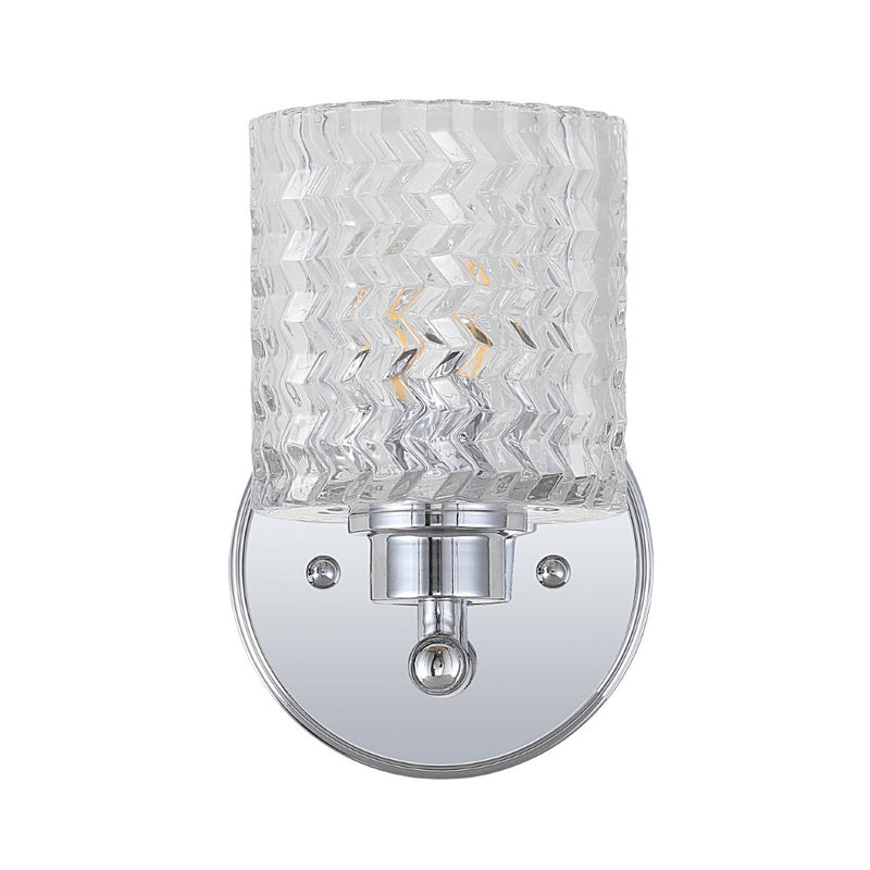 Spaulding Vintage Iron/Chevron Pattern Glass Farmhouse Cottage LED Vanity Light - JONATHAN Y