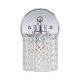 Spaulding Vintage Iron/Chevron Pattern Glass Farmhouse Cottage LED Vanity Light - JONATHAN Y