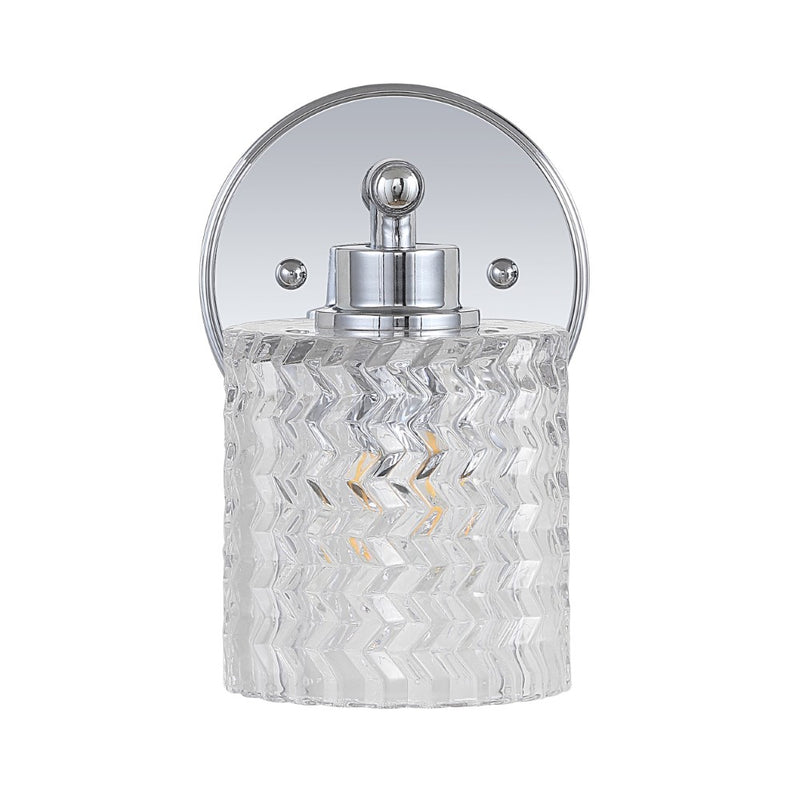Spaulding Vintage Iron/Chevron Pattern Glass Farmhouse Cottage LED Vanity Light - JONATHAN Y