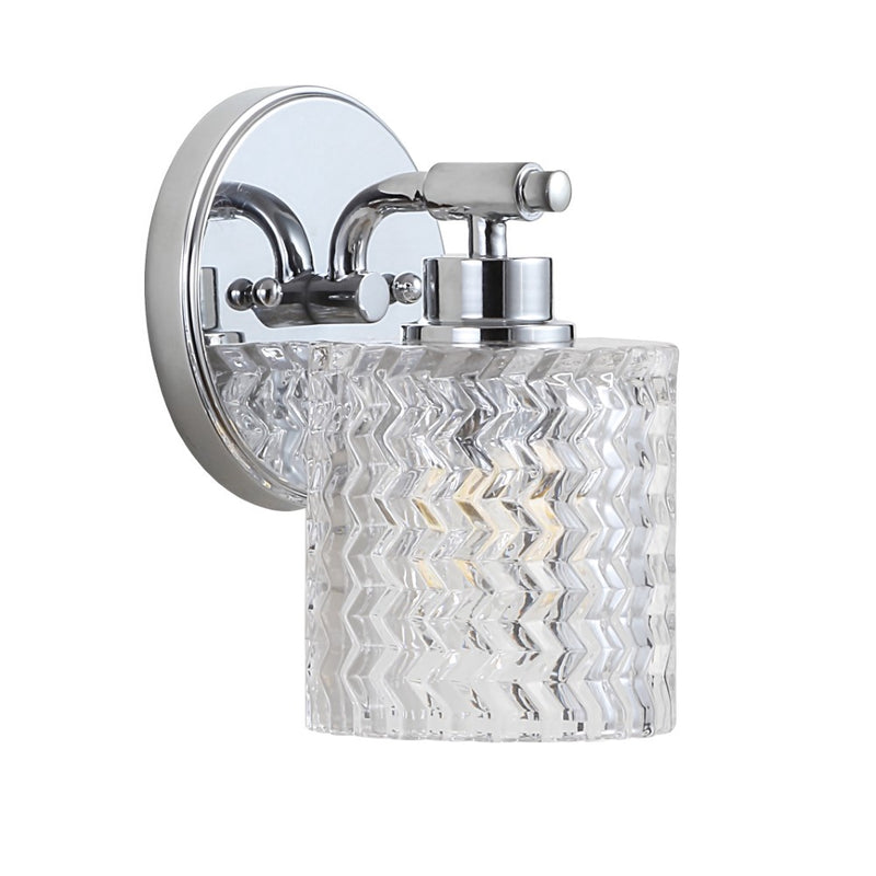 Spaulding Vintage Iron/Chevron Pattern Glass Farmhouse Cottage LED Vanity Light - JONATHAN Y