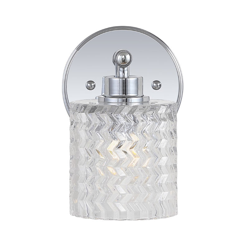 Spaulding Vintage Iron/Chevron Pattern Glass Farmhouse Cottage LED Vanity Light - JONATHAN Y
