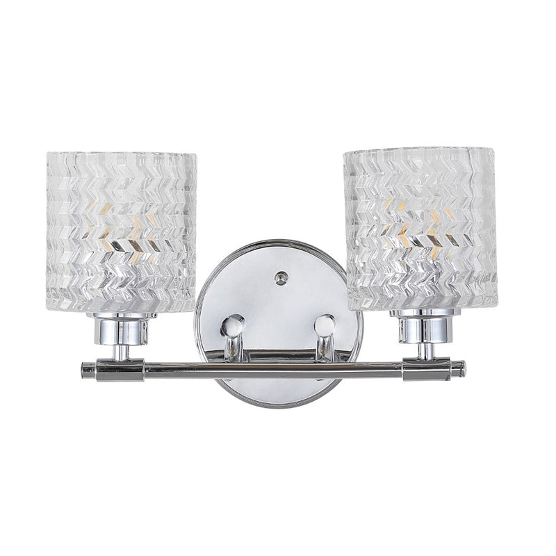 Spaulding Vintage Iron/Chevron Pattern Glass Farmhouse Cottage LED Vanity Light - JONATHAN Y