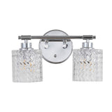 Spaulding Vintage Iron/Chevron Pattern Glass Farmhouse Cottage LED Vanity Light - JONATHAN Y