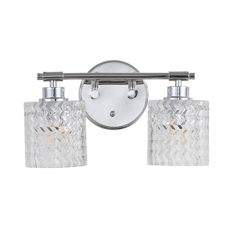Spaulding Vintage Iron/Chevron Pattern Glass Farmhouse Cottage LED Vanity Light - JONATHAN Y