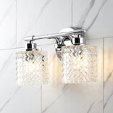 Spaulding Vintage Iron/Chevron Pattern Glass Farmhouse Cottage LED Vanity Light - JONATHAN Y