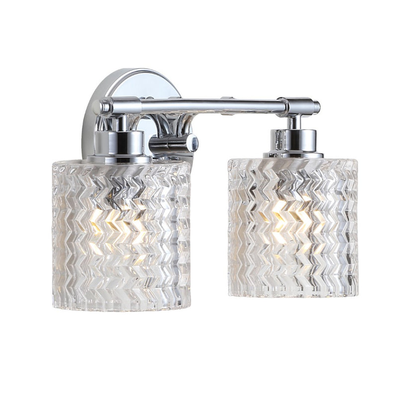 Spaulding Vintage Iron/Chevron Pattern Glass Farmhouse Cottage LED Vanity Light - JONATHAN Y