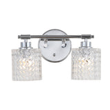 Spaulding Vintage Iron/Chevron Pattern Glass Farmhouse Cottage LED Vanity Light - JONATHAN Y