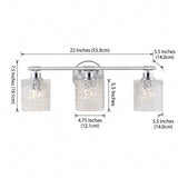 Spaulding Vintage Iron/Chevron Pattern Glass Farmhouse Cottage LED Vanity Light Chrome / 3 Sockets – DIM