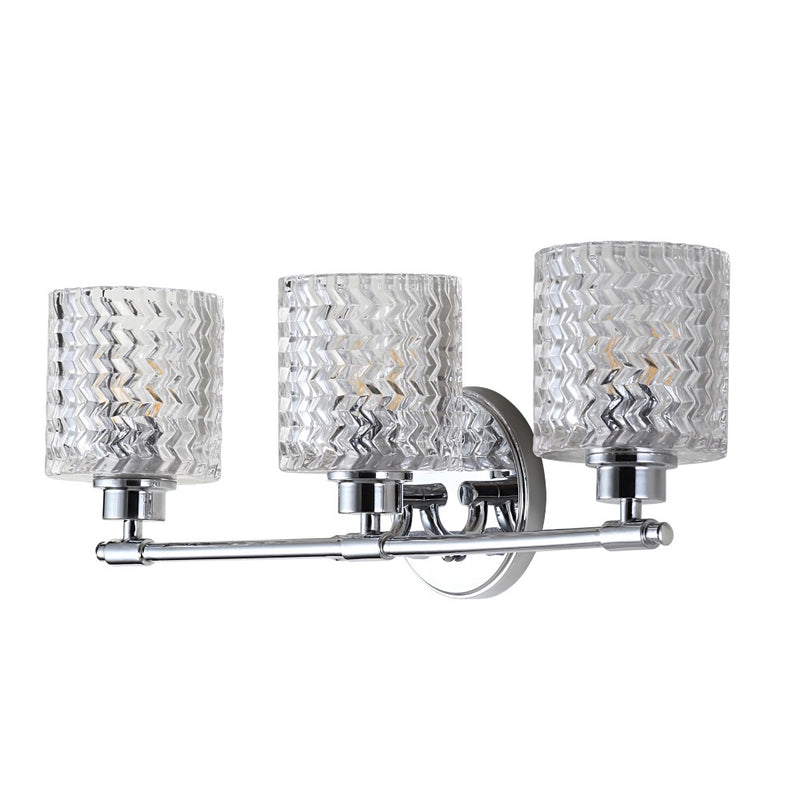 Spaulding Vintage Iron/Chevron Pattern Glass Farmhouse Cottage LED Vanity Light