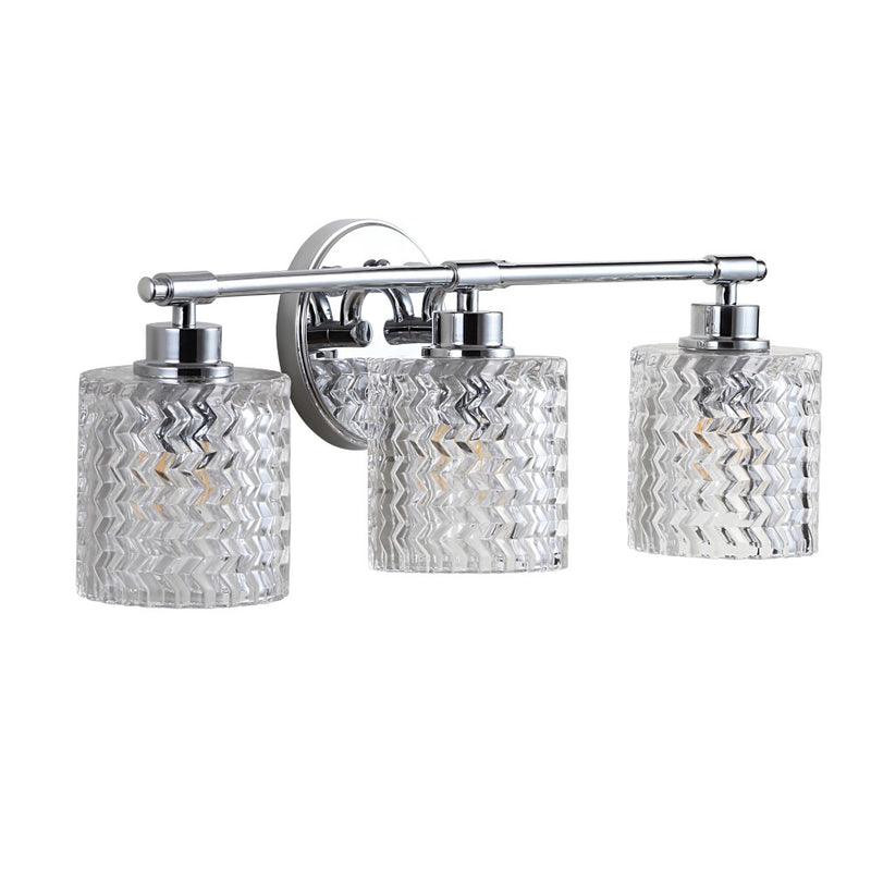 Spaulding Vintage Iron/Chevron Pattern Glass Farmhouse Cottage LED Vanity Light