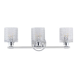 Spaulding Vintage Iron/Chevron Pattern Glass Farmhouse Cottage LED Vanity Light