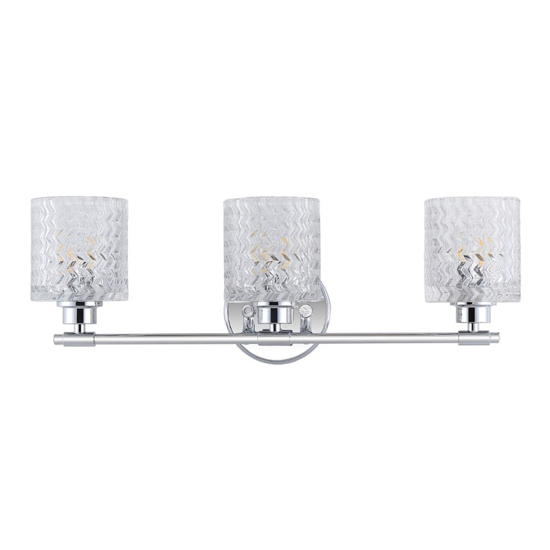 Spaulding Vintage Iron/Chevron Pattern Glass Farmhouse Cottage LED Vanity Light
