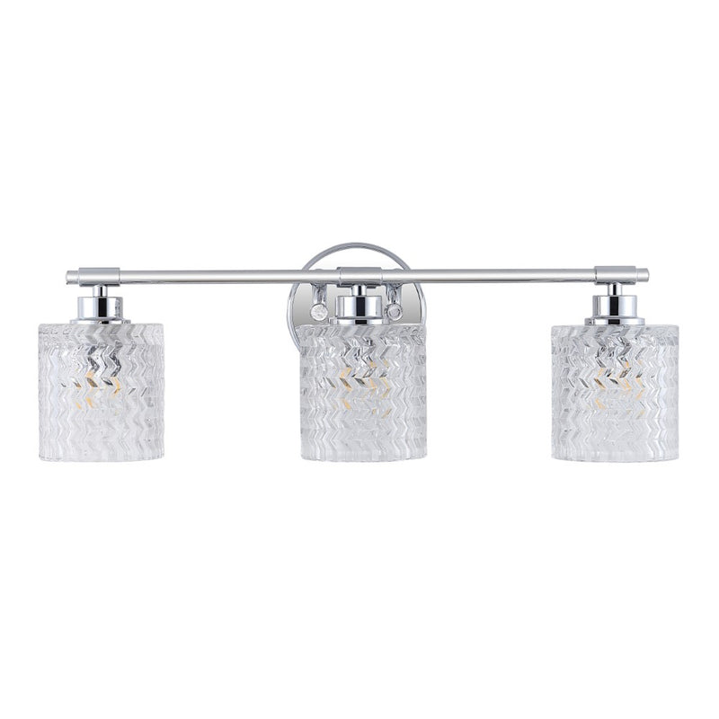 Spaulding Vintage Iron/Chevron Pattern Glass Farmhouse Cottage LED Vanity Light