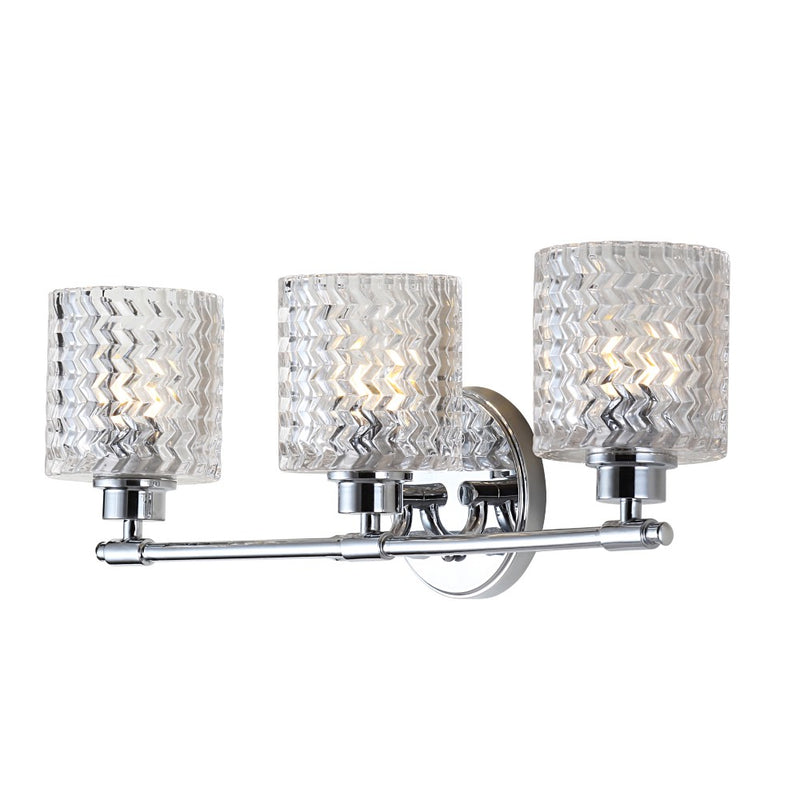 Spaulding Vintage Iron/Chevron Pattern Glass Farmhouse Cottage LED Vanity Light