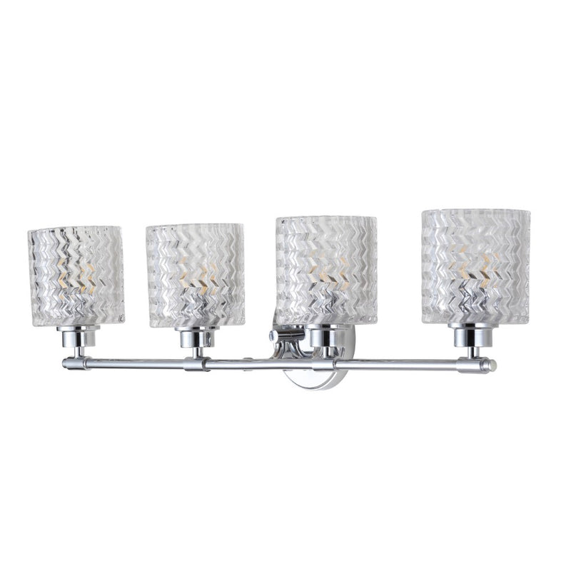 Spaulding Vintage Iron/Chevron Pattern Glass Farmhouse Cottage LED Vanity Light