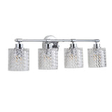 Spaulding Vintage Iron/Chevron Pattern Glass Farmhouse Cottage LED Vanity Light